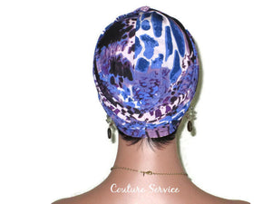 Handmade Blue Twist Turban, Animal Print, Purple - Couture Service  - 4
