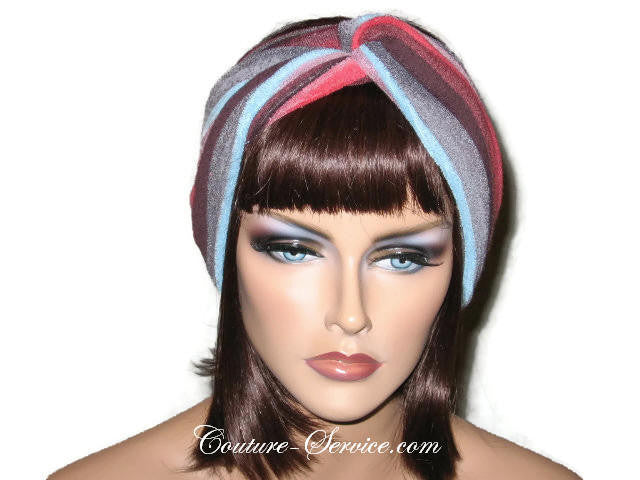 Handmade Red Stripe Bandeau Headband Turban, Terrycloth - Couture Service  - 1