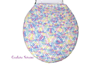 Handmade Crocheted Toilet Tank & Lid Cover, Pastel Variegated
