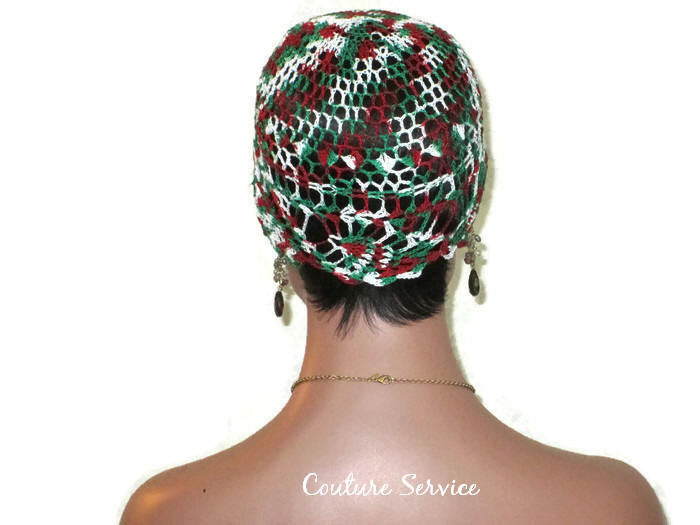 Handmade Green Pineapple Lace Cloche, Red Variegate - Couture Service  - 4