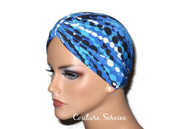Handmade Blue Chemo Turban, Abstract, Navy - Couture Service  - 2
