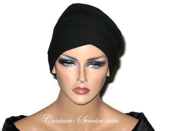 Handmade Black Draped Chemo Turban, Small - Couture Service  - 2