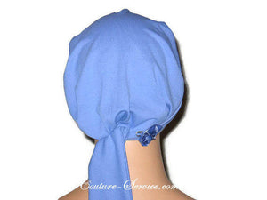 Handmade Blue Chemo Turban, Periwinkle, Pleated with Ties - Couture Service  - 3