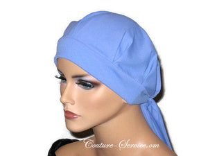 Handmade Blue Chemo Turban, Periwinkle, Pleated with Ties - Couture Service  - 2