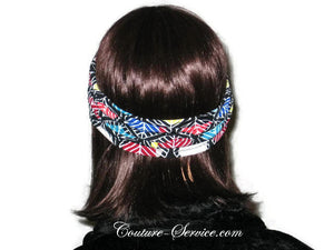 Handmade Black Headband Turban, Abstract, Red - Couture Service  - 3