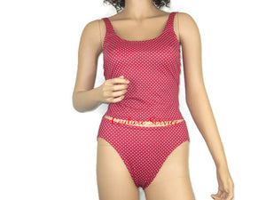 Handmade Candy Red & White Micro Dot Tankini Swimwear