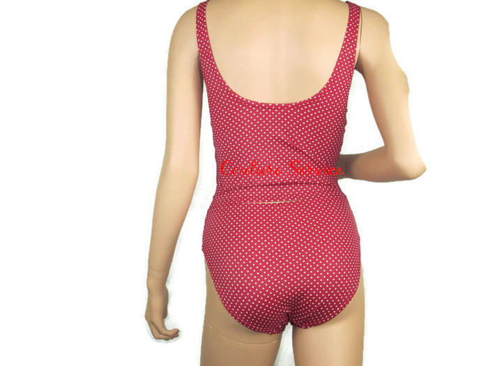 Handmade Candy Red & White Micro Dot Tankini Swimwear