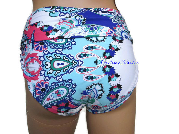 Handmade Blue Paisley Print Bikini Swimwear