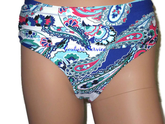 Handmade Blue Paisley Print Bikini Swimwear