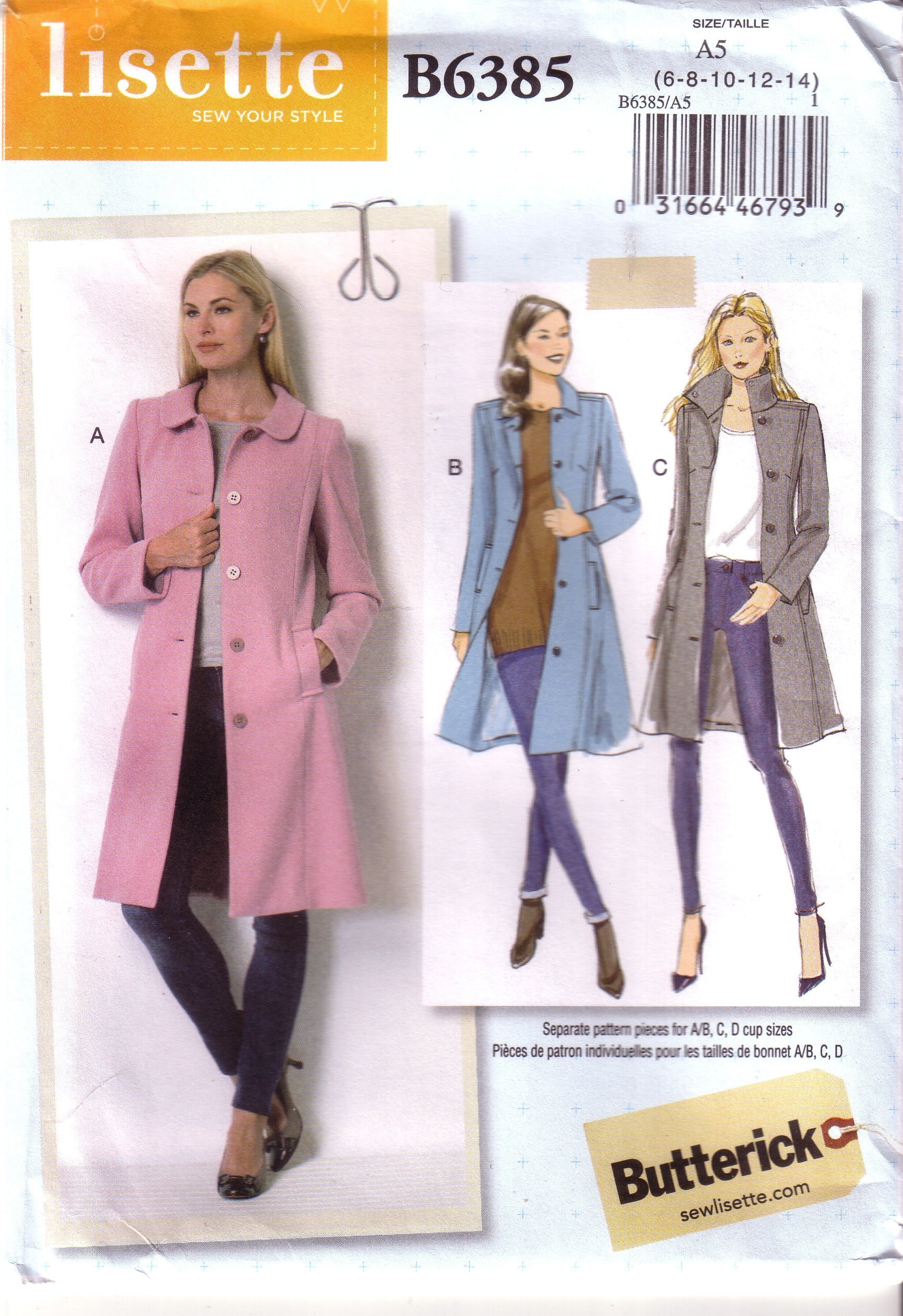 Butterick 6385 Misses Coat Pattern