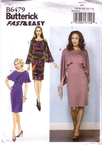 Butterick Fast & Easy 6479, Capelet Dress Pattern