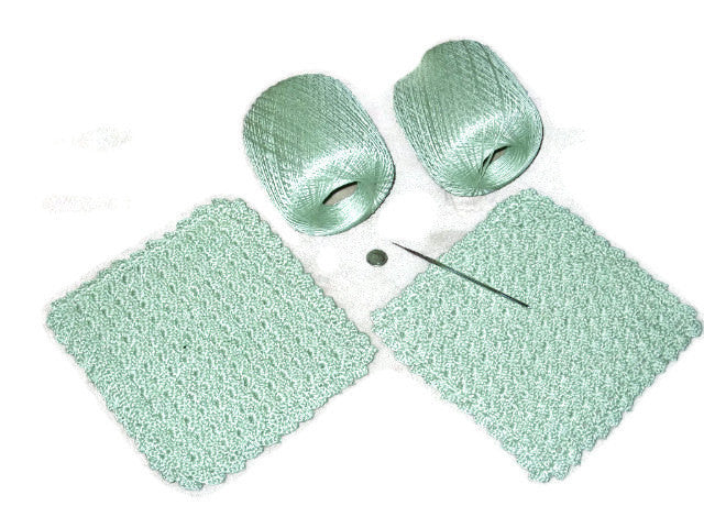 Handmade Decorative Crocheted Cotton Dishcloth Set, Green - Couture Service  - 4