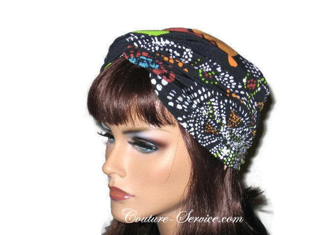 Handmade Black Twist Turban, Orange, Abstract - Couture Service  - 2