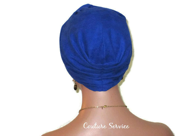 Handmade Blue Micro-Suede Twist Turban, Royal - Couture Service  - 3